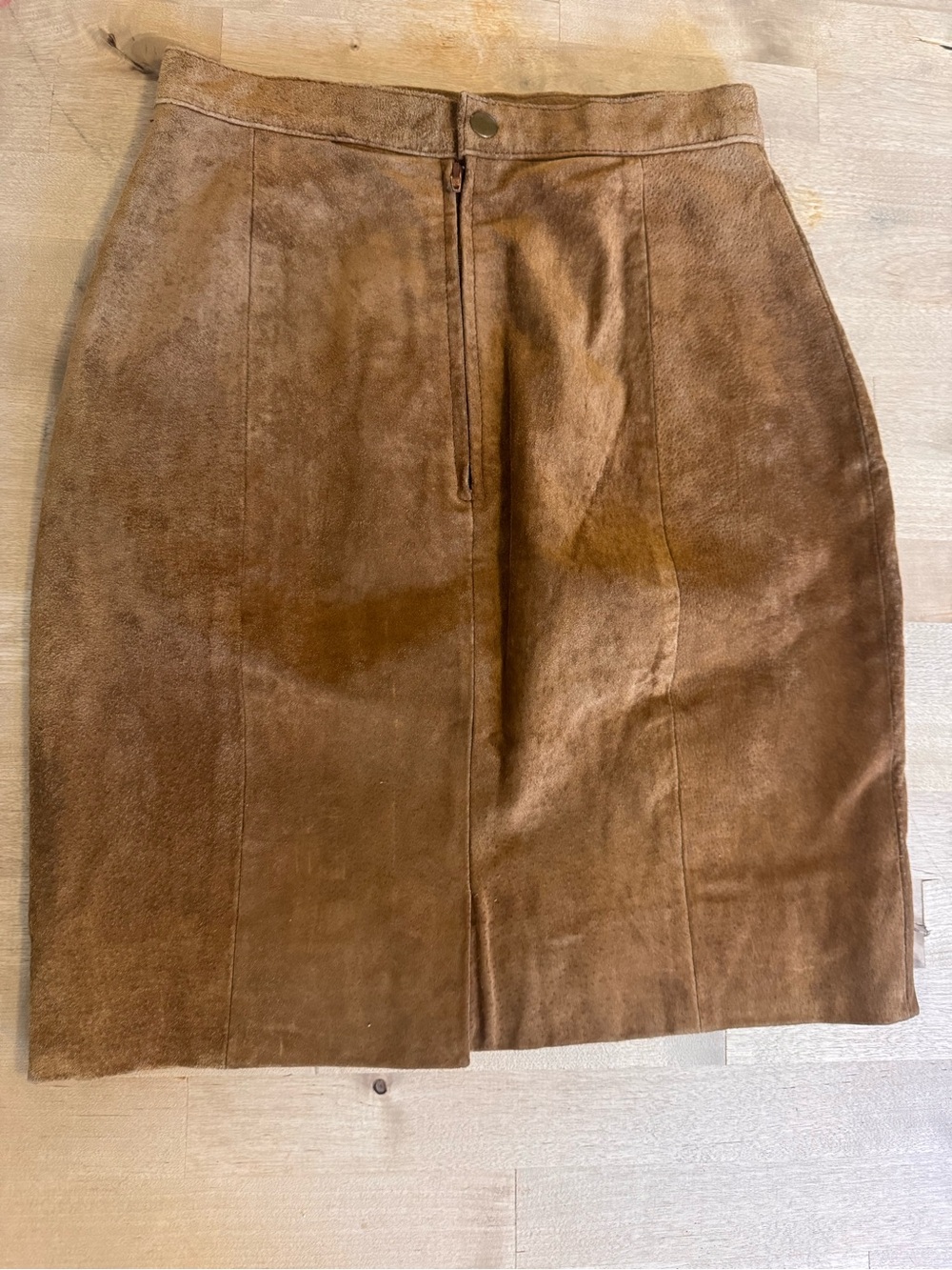 Vintage Don’t Stop camel Suede Pencil Skirt - Picture 2 of 8